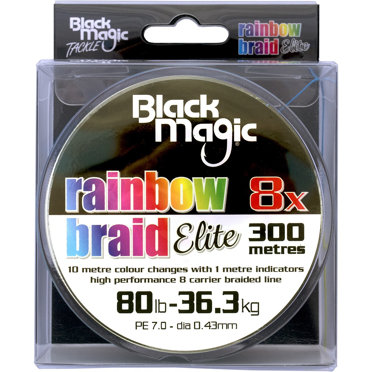 Black Magic Rainbow Braid Elite 8X 80lb 300m - Loggers Shop