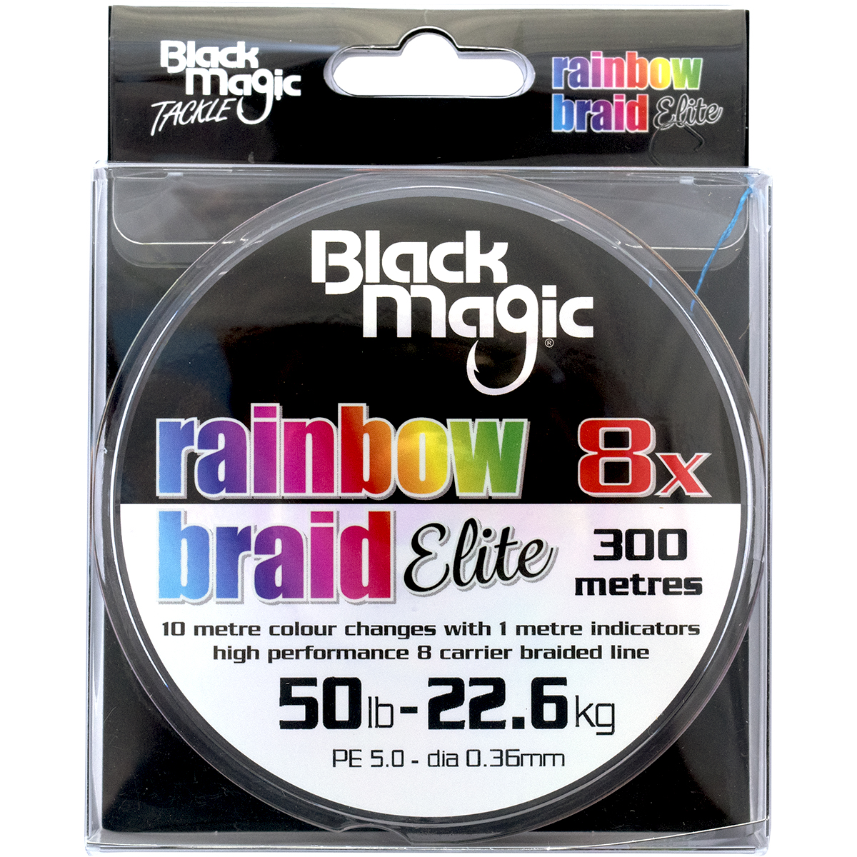 Black Magic Rainbow Braid Elite 8X 50lb 300m