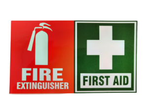 First Aid / Fire Extinguisher Sticker