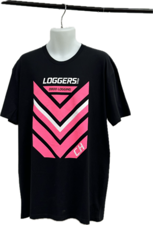 Loggers Men's Felling Machine Tee - Black / Fluro Pink